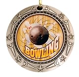 Decade Awards Silver Bowling World Class Medal with Red, White & Blue v-Neck Ribbon (Silver)