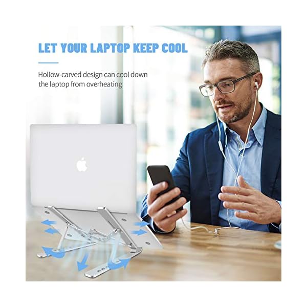 Laptop-StandUniversal-Ventilated-Desktop-Laptop-Holder-Portable-Foldable-Laptop-Riser-with-7-Angles-HeightAdjustment-Non-Slip-Aluminum-Laptop-Mount-Compatible-with-LaptopPhoneTabletKindle Laptop Stand,Universal Ventilated Desktop Laptop Holder, Portable Foldable Laptop Riser with 7 Angles Height,Adjustment…