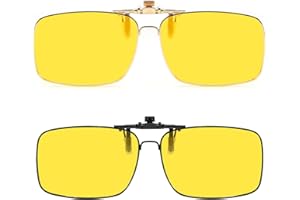 Myiaur Night Vision Clip on Glasses for Men Women, Polarized Lenses Flip Up Driving Glasses Over Prescription for Nighttime