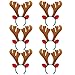 Fascigirl 6PCS Christmas Headband Fashion Antler Leaf Bell Decor Party Headband Hair Hoop … (Brown reindeer with green hairband)