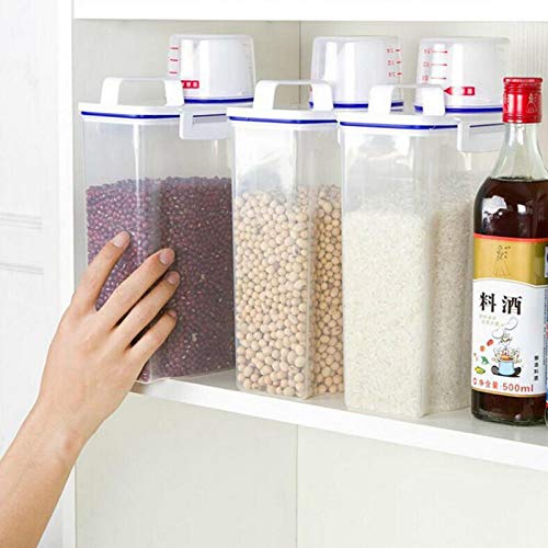 JISETY Storage Convenient Organizer Rice Bucket Grain Container Cereal Bean Sealed Box with Measuring Cups