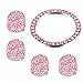 ZhiDeMai Valve Stem Caps 4 Pack Handmade Crystal Rhinestone Dust Caps Universal Tire Valve ，Bling Car Accessories with 1 Piece Ring Emblem Sticker for Ignition Engine Auto Start Button Key (Pink)
