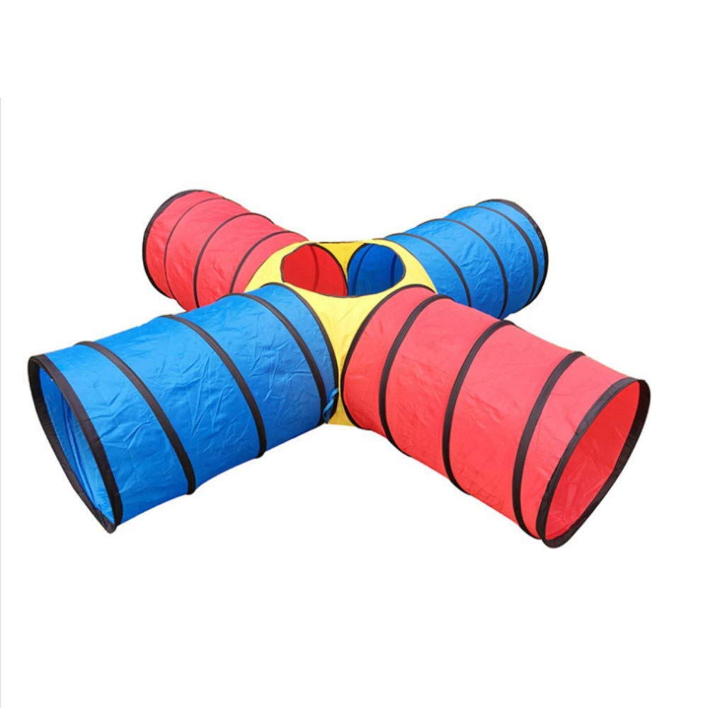 Kaptin 4-Way Kids Play Crawling Tunnels,Pop-up Children Play Tunnel Gift - Suitable for Babies and Children - for Indoor&Outdoor (Red,Blue)
