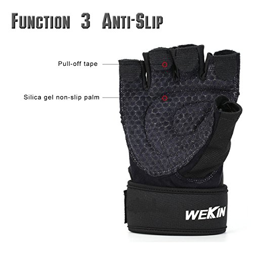 Professional Weightlifting Powerlifting Gloves with THICK WRISTER Gives GOOD Protection for Wrist, NO Calluses in Fitness, and Anti-Slip in Exercise - Thumbnail 4