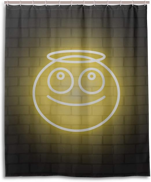 Amazon Com Jtmoving Yellow Neon Angel Emoji Long Bathroom Curtain