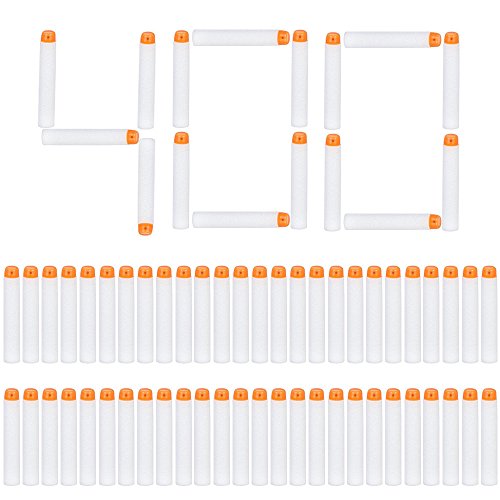 Little Valentine 400 Pcs Dart Refill Pack for Nerf N-Strike Elite Modulus Glow at Dark Bullets - White