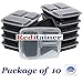Reditainer 3-Compartment Microwave Safe Food Container with Lid/Divided Plate/Lunch Tray with Cover, Black, 10-Pack