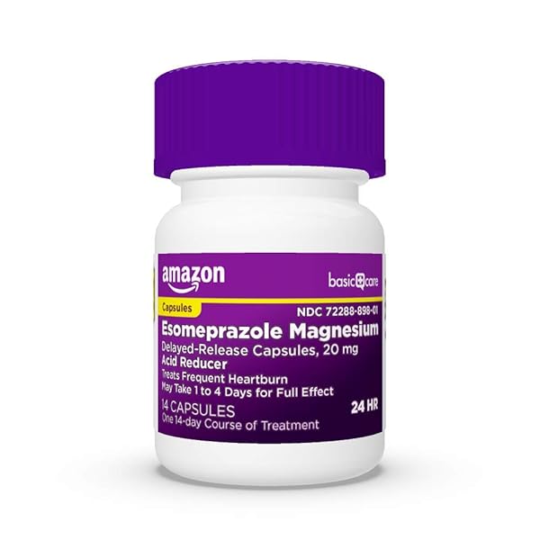 AMAZON BASIC CARE ESOMEPRAZOLE MAGNESIUM DELAYED RELEASE CAPSULES, 20 MG, ACID REDUCER, 14 COUNT