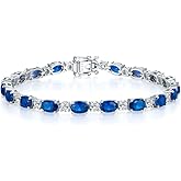 GEMLANTO Sterling Silver Birthstone Tennis Bracelets for Women Gemstone Oval Tennis Bracelets Fine Jewelry Dainty Charm Link for Her 7 Inches