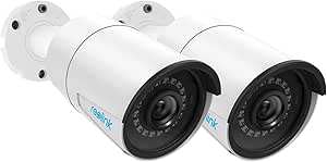 REOLINK 5MP PoE Camera (Pack of 2) Outdoor/Indoor IP Security Surveillance, IP66 Waterproof, 100ft IR Night Vision, Motion Detection, Work with Smart Home, Support Up to 128GB SD Card, RLC-410-5MP