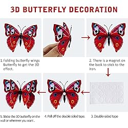 12PCS Butterfly Wall Decals Removable 3D Red