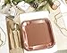 Juvale Disposable Plates - Square Paper Plates Party Supplies for Appetizer, Lunch, Dinner, and Dessert, Birthday Party, Metallic Rose Gold Foil, 9 x 9 inches, Pack of 48