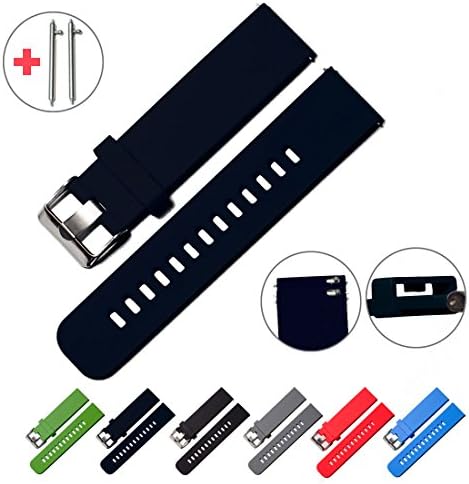 Quick Release Watch Bands - Choice of Colors & Widths (18mm, 20mm or 22mm) - Soft Silicone Rubber (Deep blue ash, 20mm)