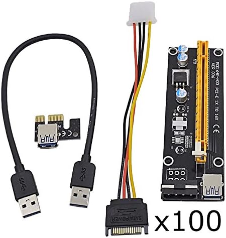 100pcs 0.3M PCI-E PCI Express 1X to 16X Riser Card Extender with USB 3.0 Cable / Molex Power Supply for Litecoin Bitcoin LTC BTC Mining