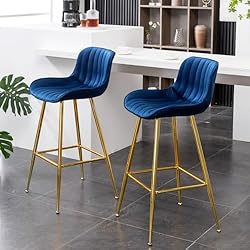 GBZB 29 Inches Bar Chairs, Velvet Bar Stool Set of