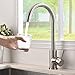 Contemporary High-arch Gooseneck Lead-free Solid Brass 360 Degree Swivel Spout Hot and Cold Water Brushed Nickel Kitchen Faucet