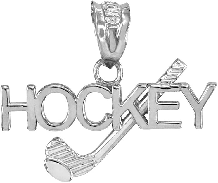 Sports Charms 14k White Gold Hockey Winter Pendant Jewelry