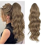 DeeThens Ponytail Extensions Claw 20 inch Long Wavy Ponytail Hair Piece Claw Clip Synthetic Pony ...