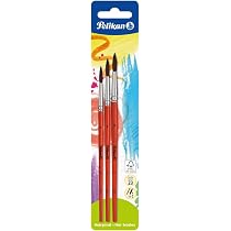 2 Pinceaux Pelikan No. 613F - Poils Porc - Taille 4 Et 10 - Manche Bois - Pour Peinture/Décoration