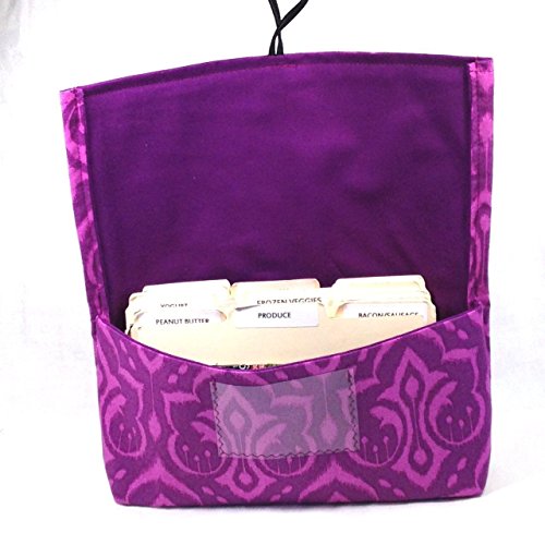Coupon Organizer Holder Wallet Purse Purple Ikat Damask fabric