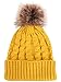 Livingston Women's Winter Hats Soft Knit Beanie Hat with Faux Fur Pom Pom,Ginger