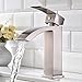 Shaco Commercial Single Handle Single Hole Stainless Steel Waterfall Lavatory Bathroom Sink Faucet, Brushed Nickel With Extra Large Rectangular Spout