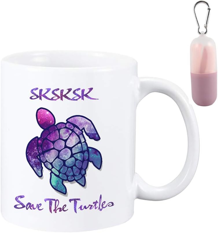 VSCO Girl Mug Stuff Save the Turtles Coffee Mug SKSKSK Fun Trendy Gift for Teen Birthday - 11 ounce