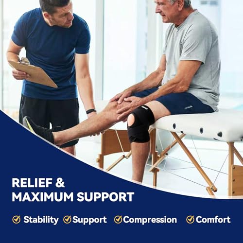 JOMVD Knee Brace for Knee Pain, Meniscus Tear, Adjustable Knee Support with Side Spring Stabilizers for Meniscus Tear, ACL, Arthritis, Knee Pain Relief, Women and Men, Large