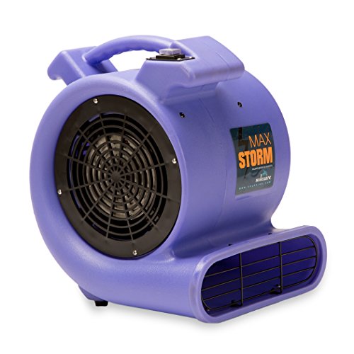 Max Storm 1/2 HP 2550 CFM Durable Lightweight Air Mover Carpet Dryer Blower Floor Fan for Pro Janitorial, Purple