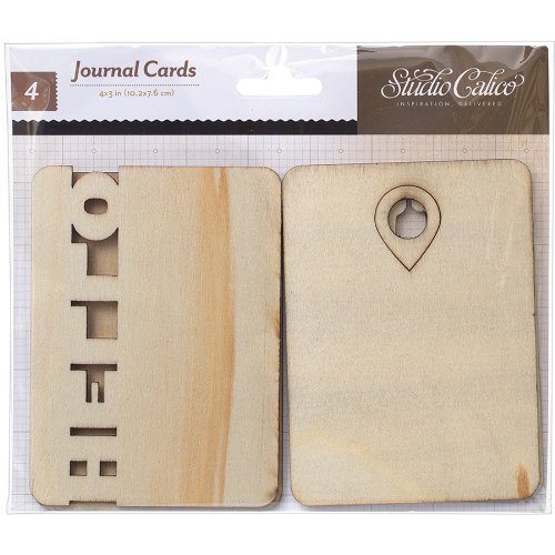 Studio Calico That Away Laser-Cut Wood Veneer Shapes, 4 by 3-Inch, Journaling Cards, 4-Pack