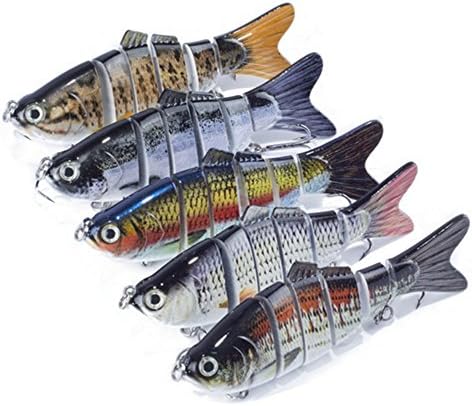 By Wotesport 10cm 6-Segment Bait Lure Hard Lure Fishing Lures Simulation Colorful Lure with Fish Hooks (5-COLOR ALL)