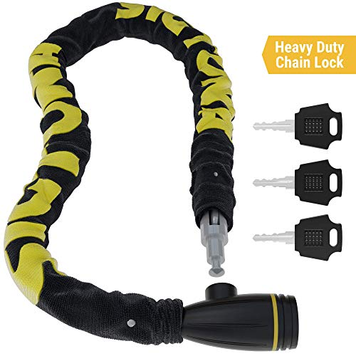 SIGTUNA Chain Locks - Heavy Duty 8mm Bike Chain Lock with Key, 35 Inch Hardened Steel Links and a Protective Nylon Sleeve for Road and Mountain Bicycle Security