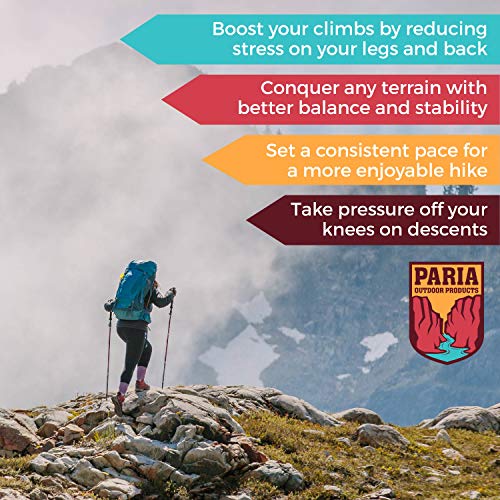 Paria Outdoor Products Tri-Fold Carbon Cork Trekking Poles/Sticks - Folding, Collapsible, Adjustable, and Ultralight - Perfect for Hiking, Walking, Backpacking and Snowshoeing (100-120 cm)