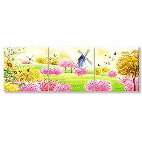 Wall26-3 Panel Canvas Wall Art- Beautiful Flowers -Giclee Painting Wall Bedroom Living Room Home Decoration - 12"x12"x3 Panels