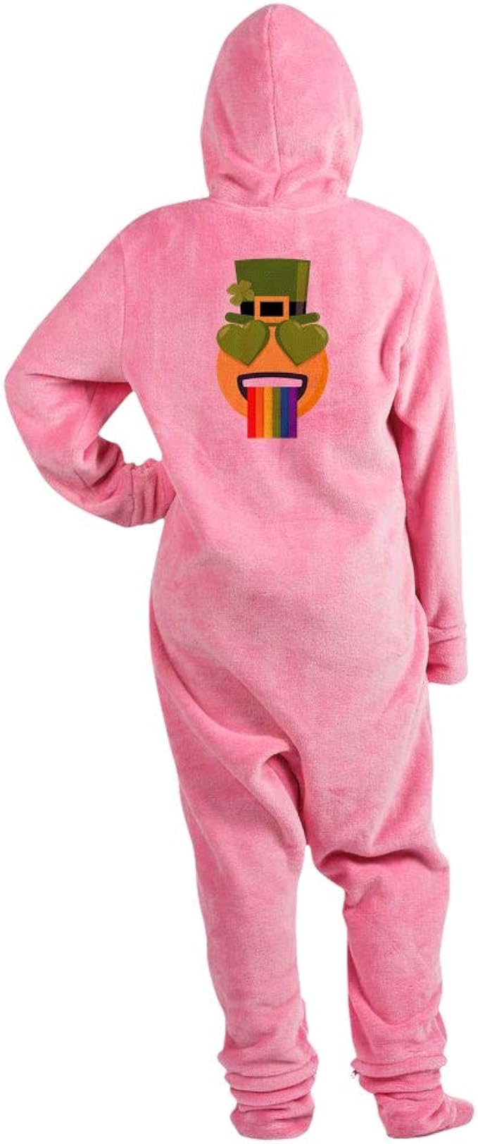Amazon Com Cafepress Green Heart Rainbow Vomit Novelty Footed Pajamas Funny Adult One Piece Pj Sleepwear Clothing