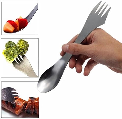 Xindda Spoons, 1 Pc 3 in 1 Titanium Fork Spoon Spork Cutlery Utensil Combo Kitchen Outdoor Picn