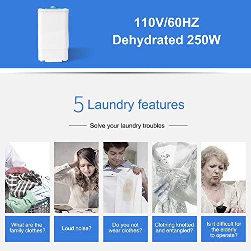 KUPPET Portable Mini Compact Spin Dryer For Laundry /1500 RPM 110V,17.6lbs Capacity,White&Bule