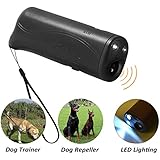 Anti Barking Stop Bark Handheld Pet Dog Training Device 3 in 1 LED Ultrasonic Dog Repeller and Trainer Device(black)