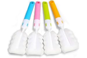 INVODA 4PCS Bottle Brush,Bottle Washer Set Long Sponge Bottle Cleaning Brushes Baby Bottle Cleaner Brush, Nipple Brush (4 pcs)