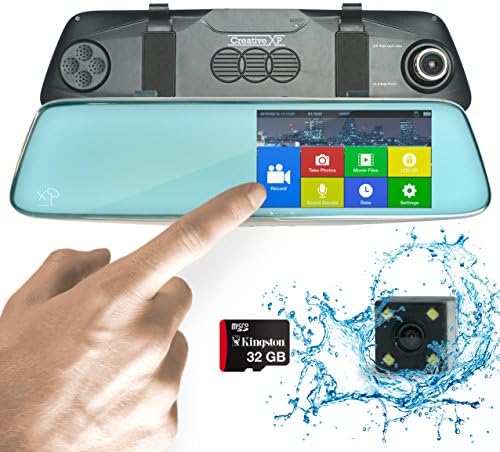 HD Front and Rear Dash Camera | 1296P Mirror Dash Cam Pro 13MP | 5” Touch Dual View Dashcam with SONY Night Vision, Backup Parking and Loop Recording | BONUS Hardwire Kit