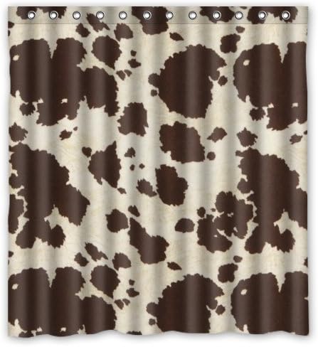 Home&amp;Family Creative Home Ideas Vintage Big Cow Bull Fur Animal Fabric Bathroom Shower Curtain with Hooks 66 x 72