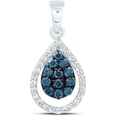 Jewels By Lux 10K Yellow Or White Gold 1/3Cttw Natural Diamond Fashion Blue Diamond Pear Pendant