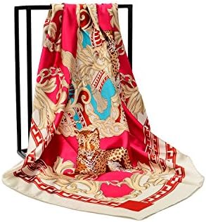 HanHe Women's Large Satin Square Silk Feeling Hair Scarf 35 x 35 inches (color 215)