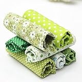 KINGSO 7PCS Cotton Fabric Bundles Quilting Sewing DIY Craft 19.7x19.7inch Green