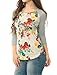 Allegra K Women Floral Prints 3/4 Raglan Sleeves Tee Shirt M White