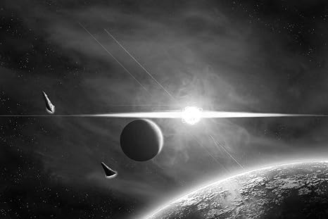 Amazon 超新星近くの宇宙船 宇宙の壁紙 40250 白黒の キャンバス ステッカー 印刷 壁紙ポスター はがせるシール式 写真 特大 絵画 壁飾り75cmx50cm ウォールステッカー オンライン通販