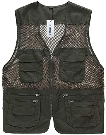 Unisex Mesh Breathable Fishing Vest, Rizanee Multi-Pockets Photography Travel Hiking Waistcoat Jacket for Adults and Youth