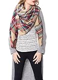 Zando Plaid Blanket Thick Winter Scarf Tartan Chunky Wrap Oversized Shawl Cape
