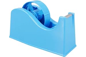 IHOMECOOKER Desktop Tape Dispenser Adhesive Roll Holder (Fits 1" & 3" Core) with Weighted Nonskid Base Blue