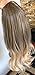 24 Inches Middle Front Parting Full Head Wig Long Curly Wavy Brown Root Lavender Purple Ombre Gray Women Wig Hair (Curly- Brown Root/Purple Gray Ombre)